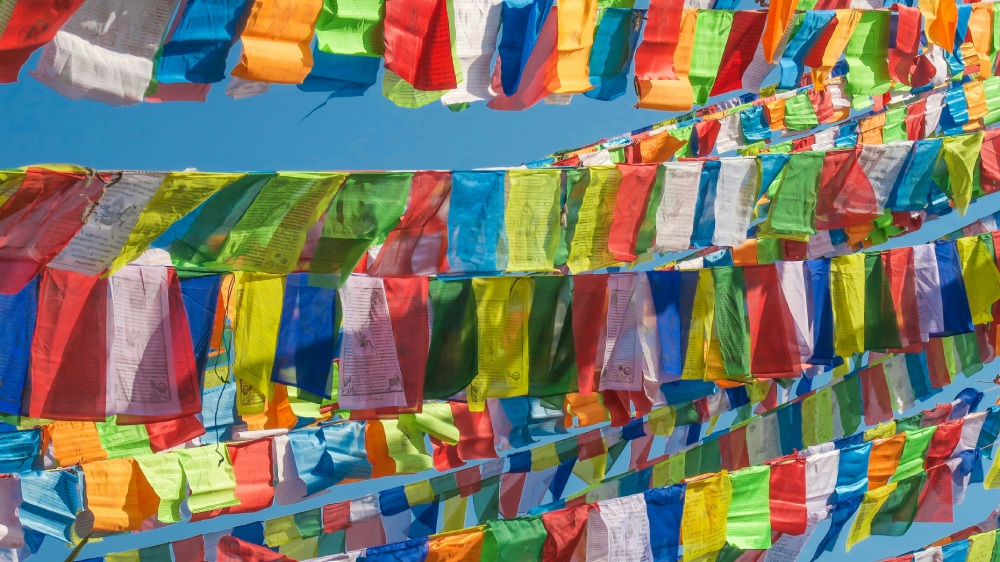 Gebetsfahnen in Durbar Square, Kathmandu, Nepal