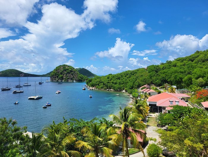 Blaues Meer, grüne Küste in Guadeloupe