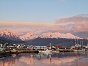 Sonnenuntergang am Hafen von Ushuaia