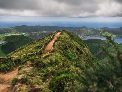 ???????????????????????????????????????????????????????????????????????? View from Miradouro da Boca do Inferno to Sete Citades, Azores, Portugal